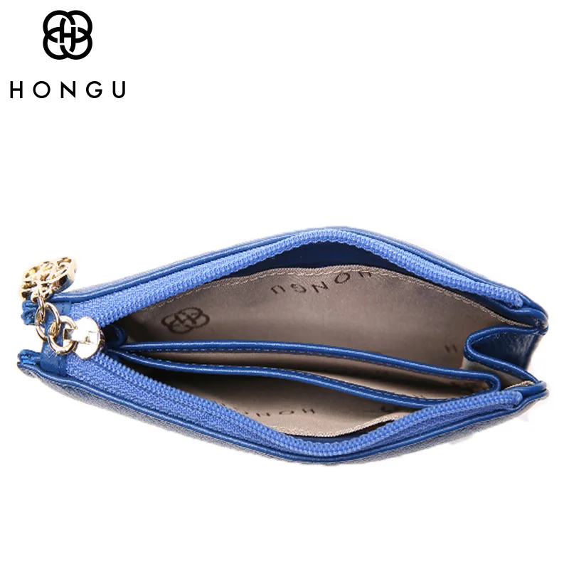 

HONGU High Quality Genuine leather Bags Women Money Clips Credit Card Clip Wallet Messenger Wallets Package Zipper Female Purses