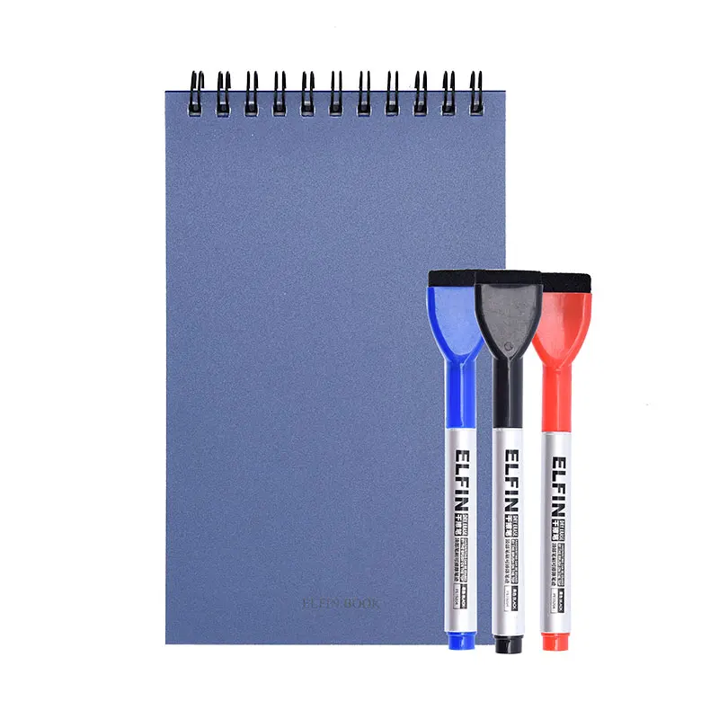 Elfin книга многоразовый Смарт стираемый блокнот мини блокнот Elfinbook приложение с 3 ручками - Цвет: Marine Blue