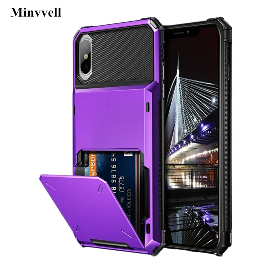 For iPhone XR Case X XS MAX Wallet Card Holder Cover Dual Layer Phone Case For iPhone XR 7 8 Plus 6 6S X se 2020 11 12 Fundas iphone 7 case