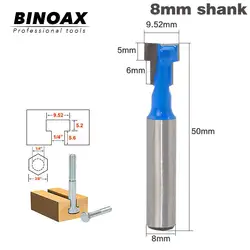 Карбид синий t-шлицевая фреза Маршрутизатор бит для 3/8 "шестигранный болт-8 мм хвостовик