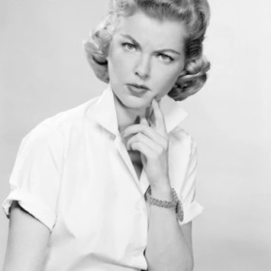 Portrait of worried blonde woman Poster Print (24 x 36)