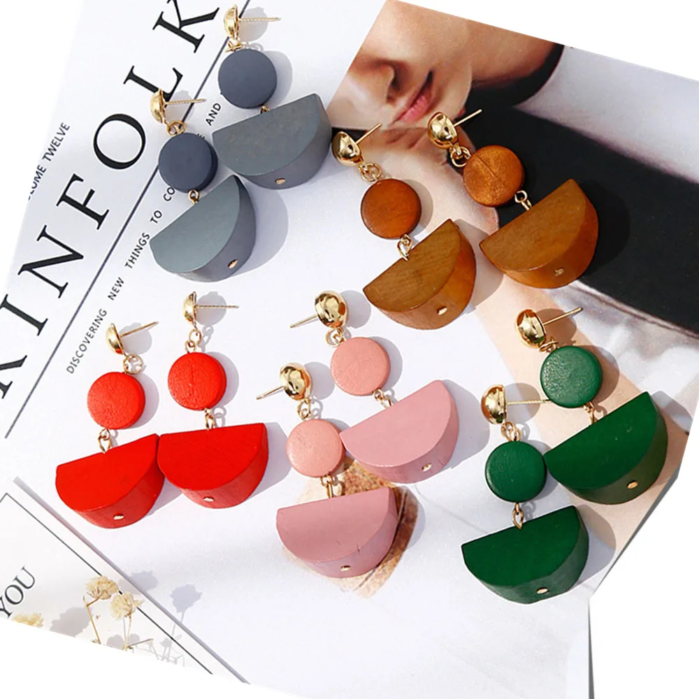 

SOHOT Colorful Tassel log Semi-circle Retro European Women Drop Earrings New Geometric Trendy BOHO Beach Jewelry Brincos
