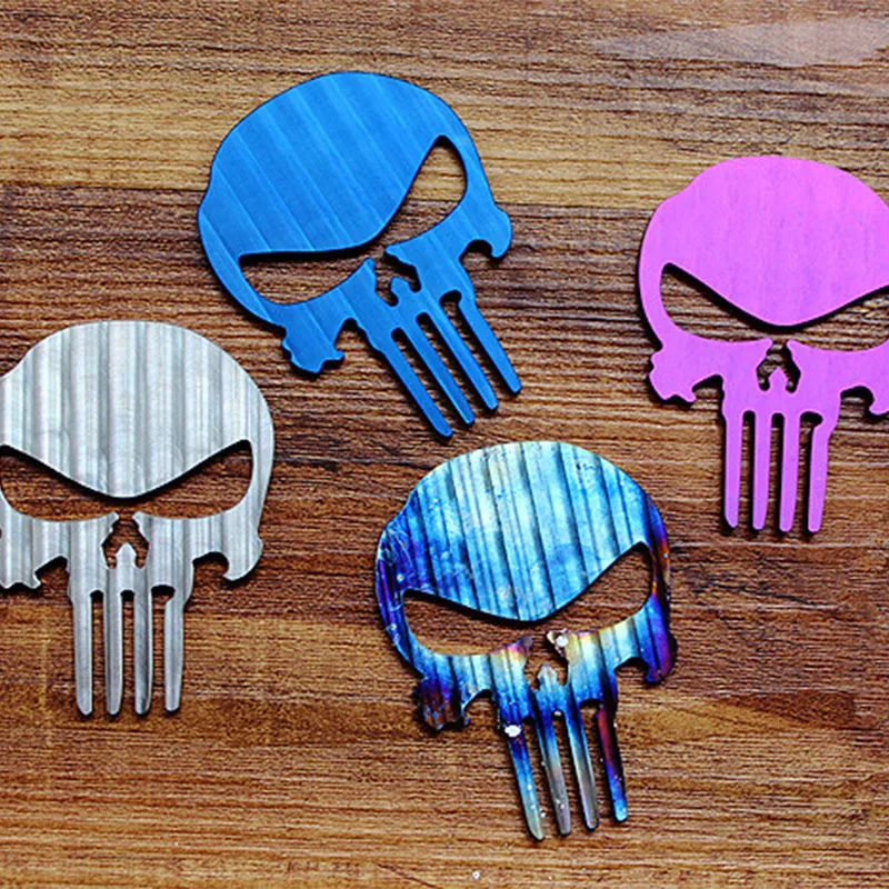 

Titanium Alloy Punisher Metal Stickers Phone Stickers Not Corroded Rusty Edc Decorative Stickers Accessories Camping Equipment