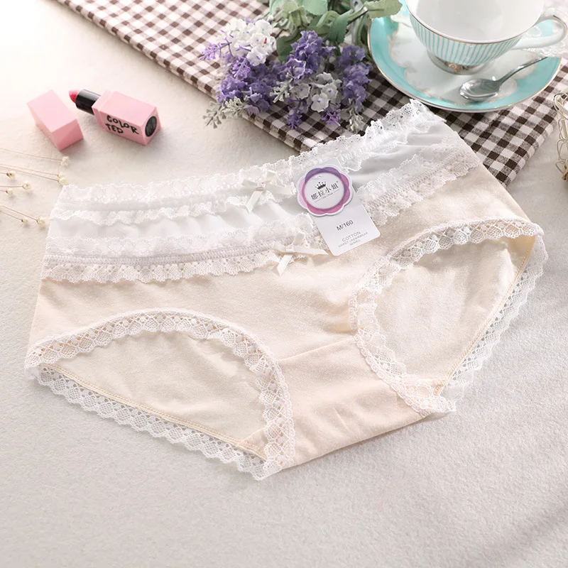 New sexy ladies Panties high waist abdomen cotton printing ladies large size briefs comfortable lace side ladies underwear
