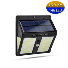 146 светодиодный светильник на солнечной батарее, садовый светильник на солнечной батарее с датчиком движения, Солнечная лампа, наружная Водонепроницаемая настенная лампа