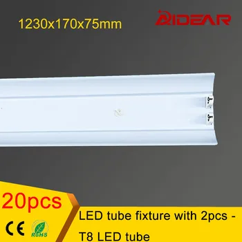 

4ft T8 LED tube fixture with diffuser- 2pcs T8 led tube light 20pcs/lot free shipping