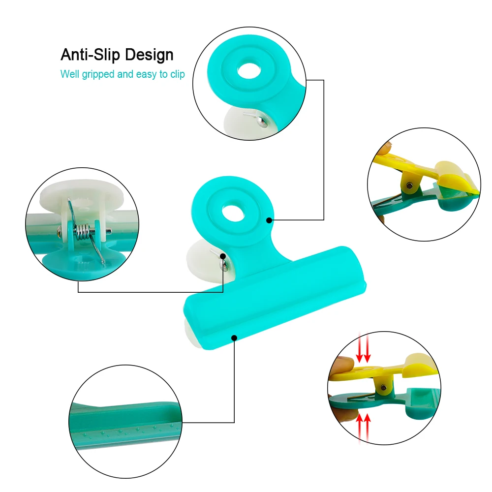 12 шт многоцелевой зажим для полиэтиленовых пакетов, зажимы для пакетов, зажим для еды, различные цвета герметичное уплотнение сцепление, большой, средний, малый размер