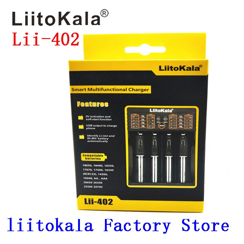 LiitoKala Lii-402 18650 зарядное устройство для 26650 16340 RCR123 14500 LiFePO4 1,2 в Ni-MH Ni-Cd перезаряжаемая батарея lii402