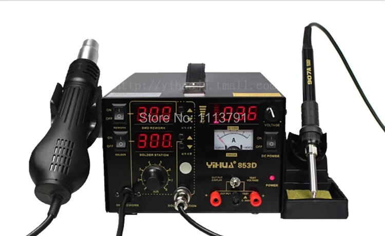 3 в 1 YH-853D паяльная станция/паяльная станция+ мощность мобильного телефона+ Электрический паяльник 110/220 В