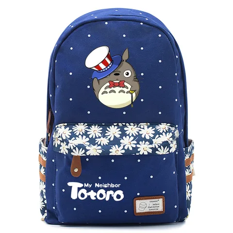 Japan My Neighbor Totoro Cartoon Logo cute canvas Double Shoulder Bag Cosplay Printing Backpack  girl women Backpack/bag