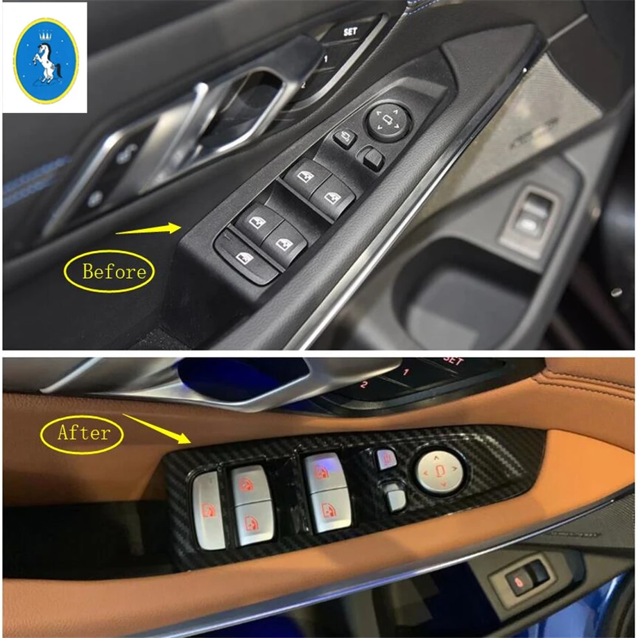 

Yimaautotrims Auto Accessory Door Handle Holder Window Lift Button Switch Panel Cover Kit ABS Fit For BMW 3 Series G20 2019 2020