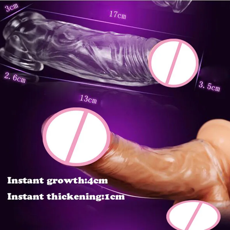 2016 Новый Взрослых Прозрачный Большие Головы Кристалл Пениса Гильза Кольцо