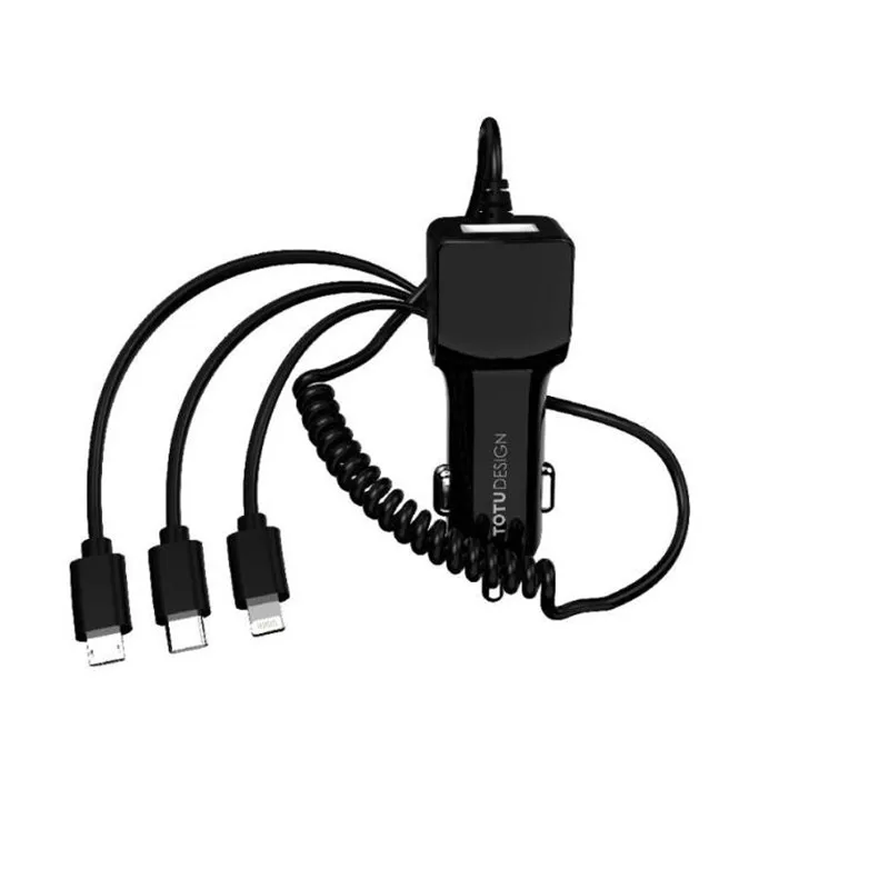 

TOTU 3 in 1 Car USB Charger Quick Charge Mobile Phone Charger USB Fast Car Charger for Iphone Samsung Xiaomi Tablet Charger N30C