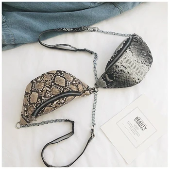

Fashion Ladies Snake Skin Chest Packs Bust Pack Shoulder Chest Bag Bum Hip Purse Travel Bag