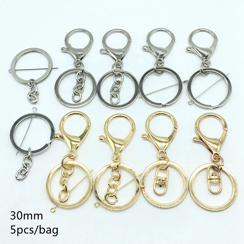 

Meideheng New Key ring Round Silver Tone Color Keychain omnipotent buckle DIY Package chaining Luggage accessories 30mm 5pcs/bag