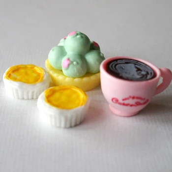 

A01-X147 children baby gift Toy 1:12 Dollhouse mini Furniture Miniature Matcha coffee tart pastry 4pcs/lot