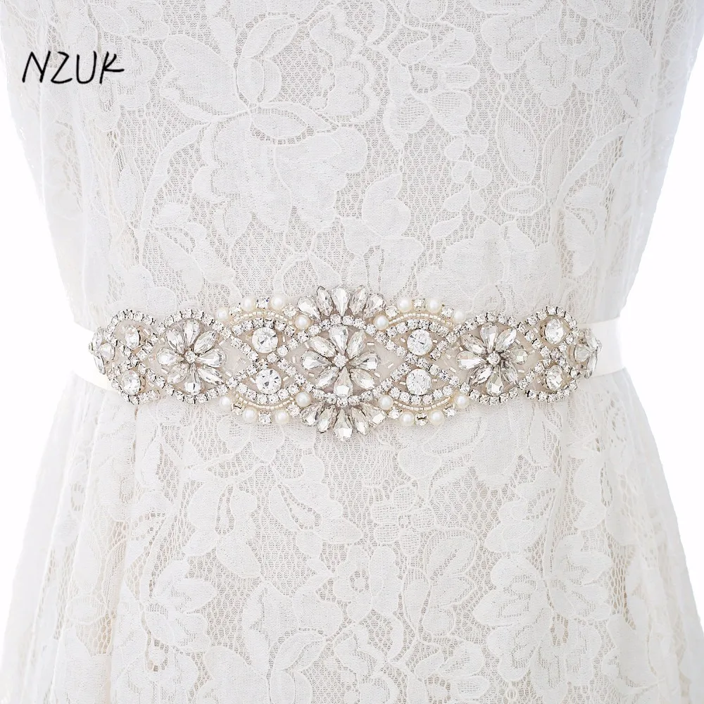 

Rhinestones Bridal Belt Crystal Pearls Wedding Belt Silver Diamond Bridal Sash For Wedding Accessories Belt Y104S