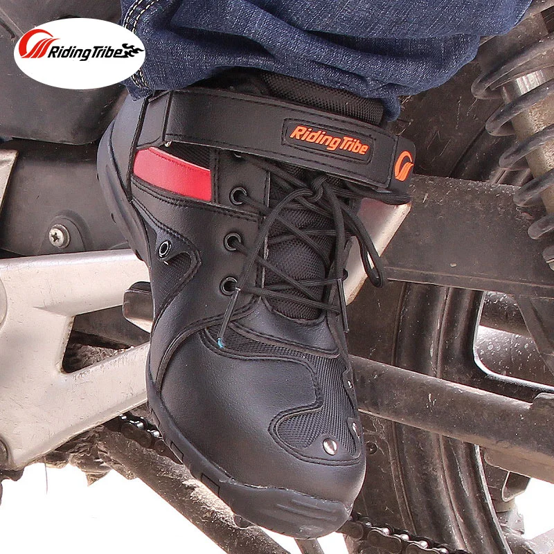 Microfiber Leather Motorcycle Ankle Boots Breathable Racing Shoes Street Moto Motocross Motorbike Cycling Scooter Boots Shoes