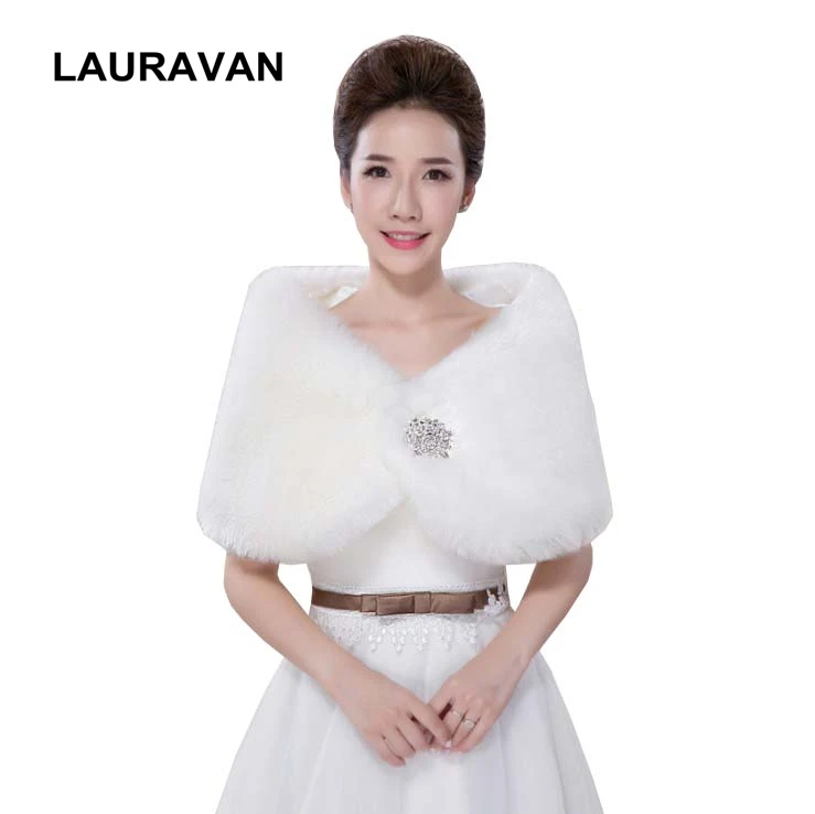 

Ivory Red Faux Fur Shawl Wedding Wrap For Formal Dress Cheongsam Married Outerwear Bridal Cape Autumn Winter Jackets Bolero