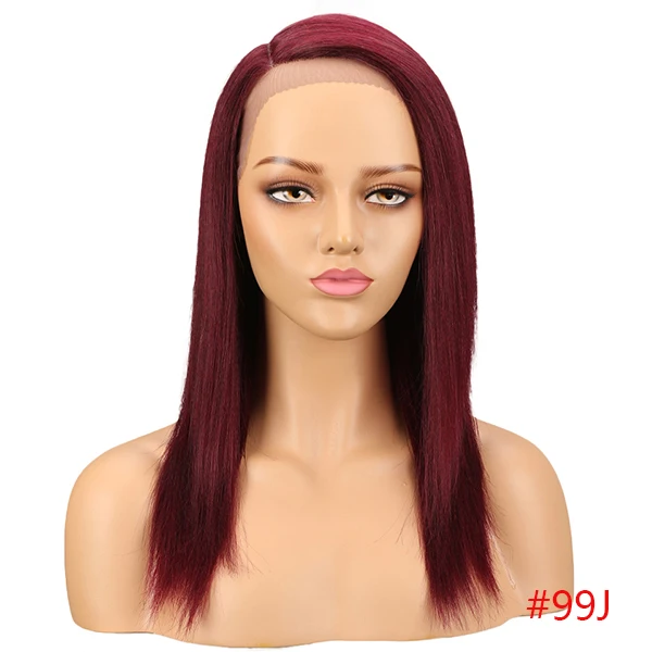 Rebecca правая часть человеческих волос Кружева передние парики для женщин бразильские прямые волосы Реми парик коричневый синий цвета - Цвет: # 99J
