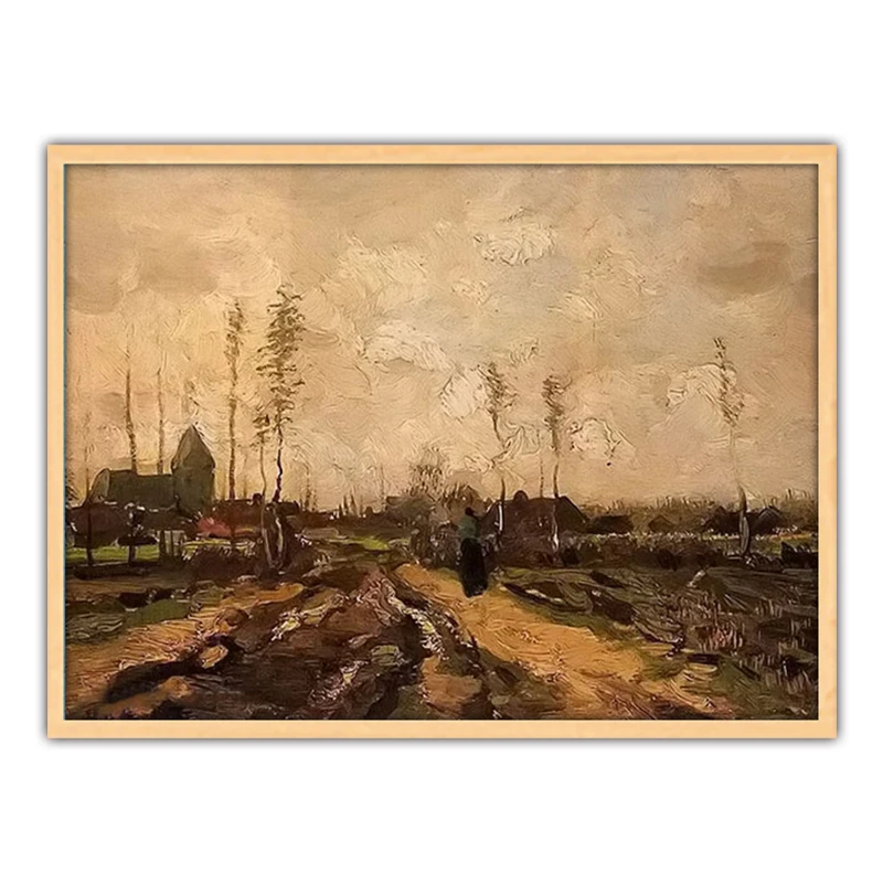 

Van Gogh landscape with church and farms diy by numbers art paint impressionist paint adult decompress hand drawing oil art set