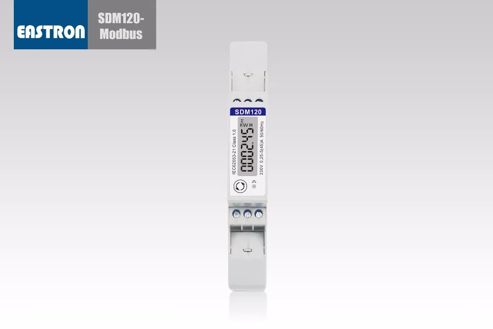 SDM120-Modbus,1 phase 2 wire, 0.25~5(45)A , 230V, RS485 Modbus, kwh,kvarh,U,I,P,Q,PF,Hz,dmd Measurement, DIN rail energy meter uv meter