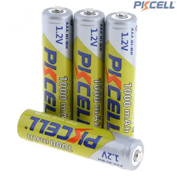 

4pcs/lot PKCELL 1.2V AAA 1000mAh Ni-Mh Rechargeable Batteries with Safety Relief Valve for Camera / Toy / Remote Control