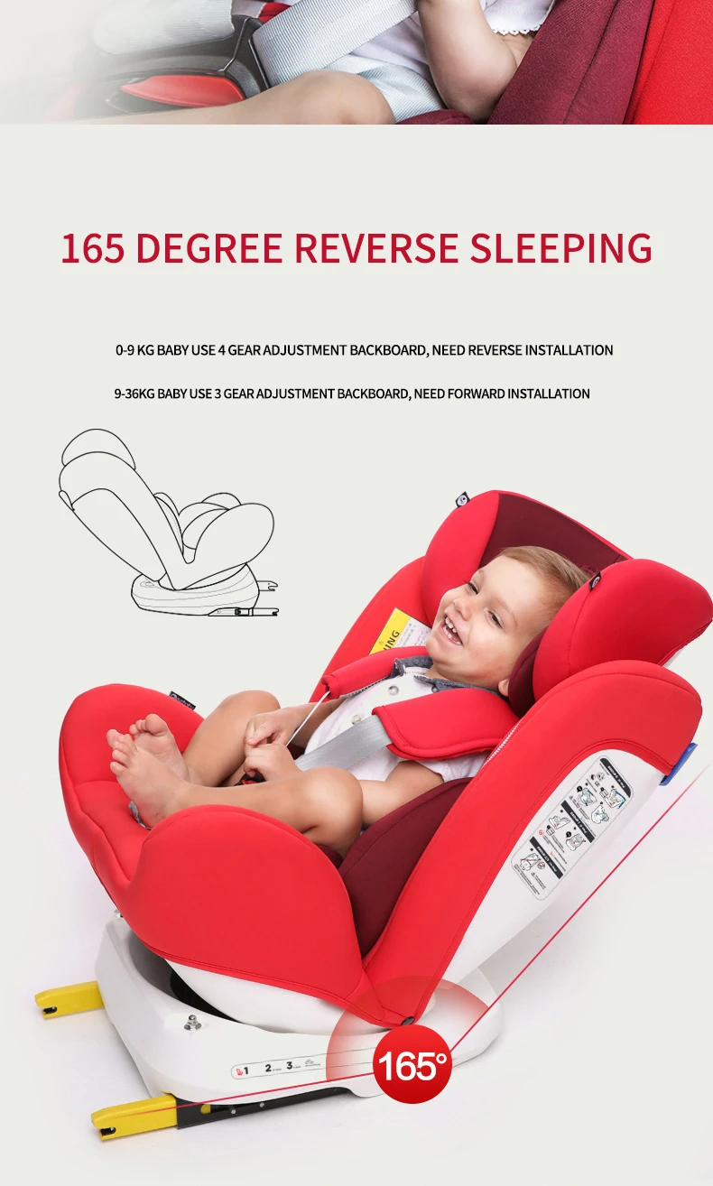 Reebaby 906 (grey) Children Car Safety Seat Adjustable Sitting and Lying Kids safety belt Booster Seat not isofix