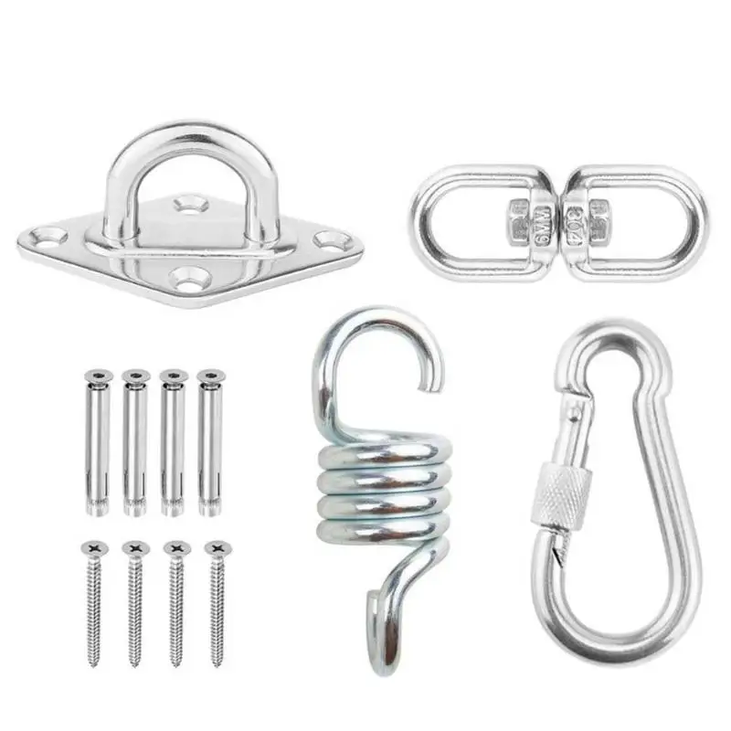 

New Stainless Steel Hammock Chair Hanging Kit Ceiling Mount Spring Swivel Snap Hank Hook Camping Accessories Outdoor tools