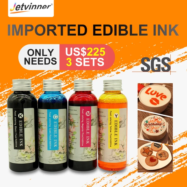 Cheap Jetvinner Imported Edible Ink for Coffee Printer Food Print Machine use for Latte Milk Tea Cake Biscuit Bread Jelly Macarons