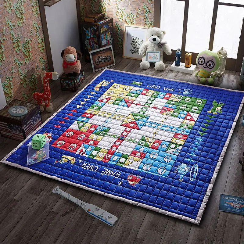 

Large Size Rugs and Carpet for Kids High Quality Baby Floor Mat Anti Slip Baby Playing Crawling Mat Blue Baby Playing Floor Mat