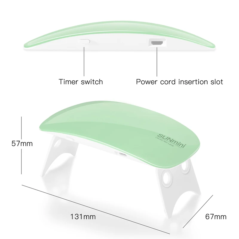 Портативный мини 6 Вт Светодиодный светильник Сушилка для ногтей USB зарядка 30s 60s таймер светодиодный свет быстросохнущие ногти гель маникюр для дизайна ногтей лампа