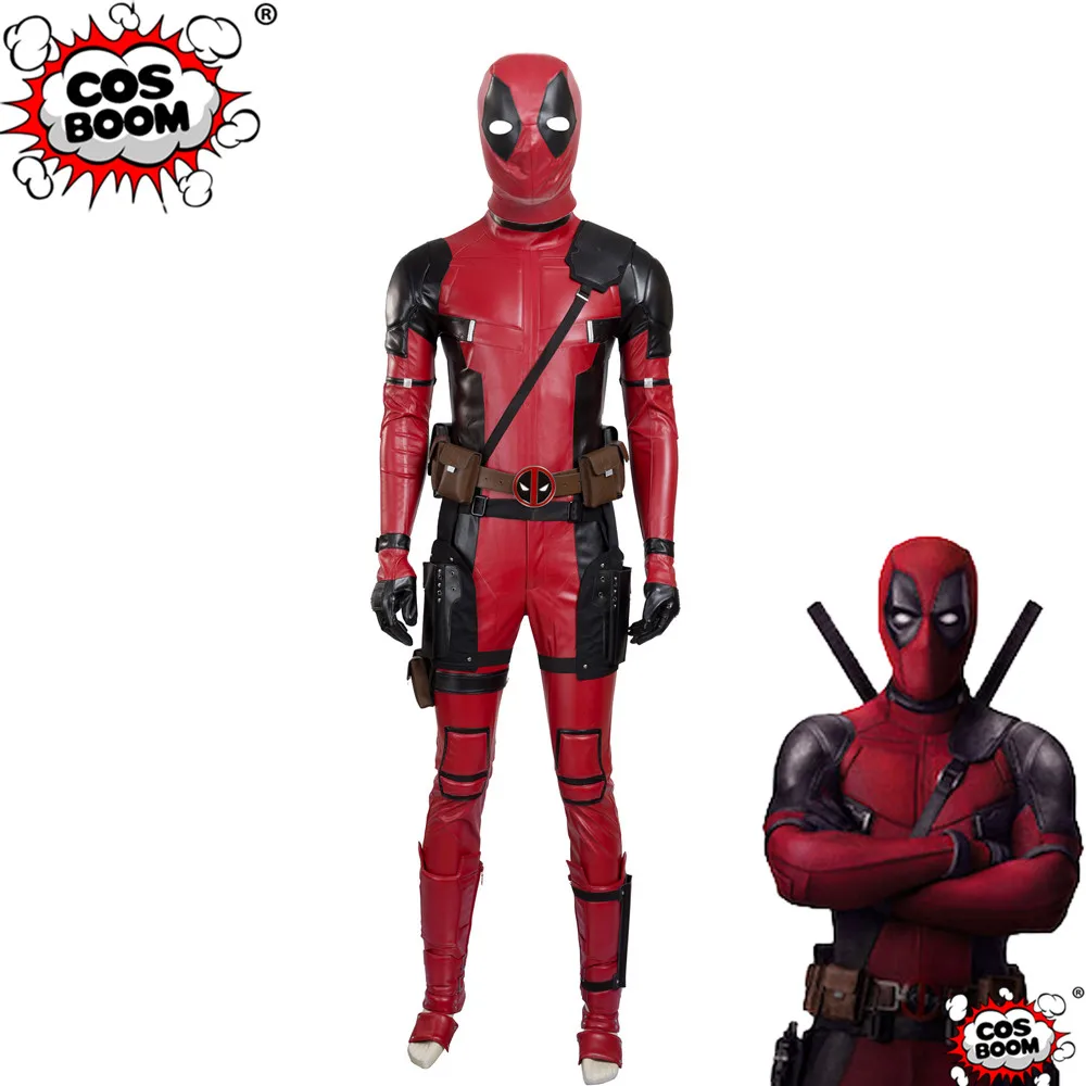 

COSBOOM X-Men Deadpool Costume Men's Halloween Carnival Costume Superhero Deadpool Wade Wilson Red Jumpsuit Cosplay Costume