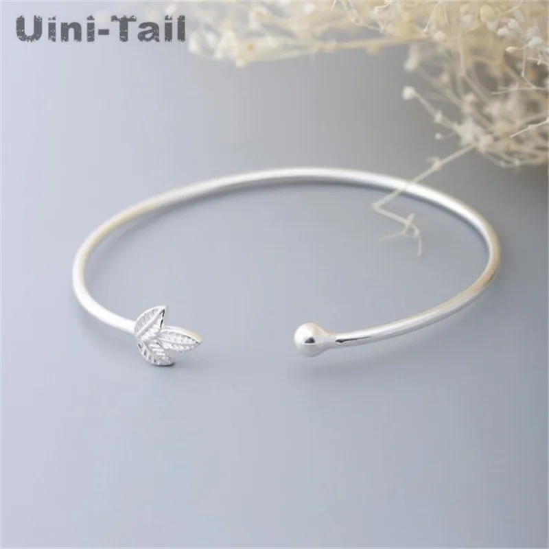 

Uini-Tail hot new Korean version of the simple 925 sterling silver leaf bracelet fashion tide flow fresh high quality jewelry