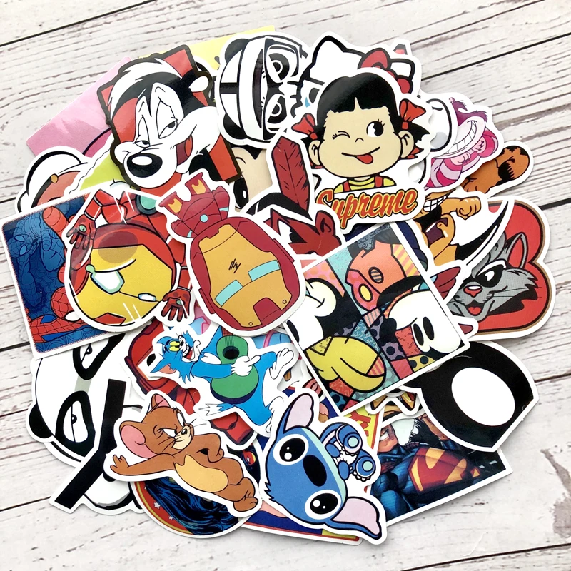 60pcs Funny Cartoon Stickers on Motorcycle Suitcase Home Decor Phone Laptop Covers DIY Vinyl Decal Sticker Bomb JDM Car styling