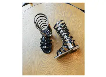 

Summer Girls High Rome Shoes Rivets Sandals Fashion Kids Cutout Sandals For Girl Zip Gladiator Sandals Size 26-35