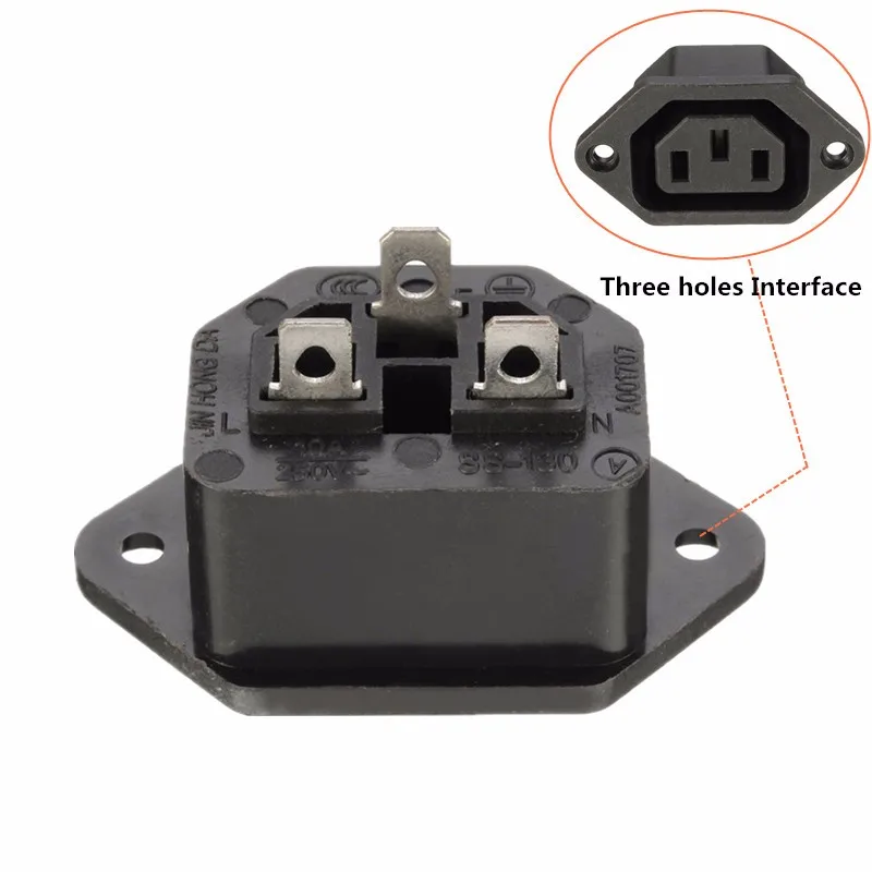 Шасси женский 10A/250V 3PIN 05231 AC IEC C13 C14 встроенный разъем адаптера сетевой питания