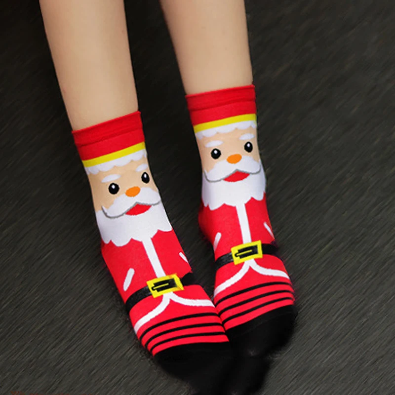 3pair Funny Christmas Socks for Women Warm Winter Socks 3D Printed Cute Carton Socks Low Cut