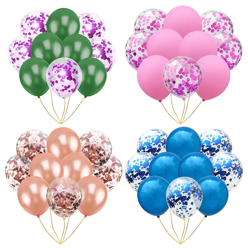 

10Pcs 12 Inch Confetti Balloon Rose Gold Champagne Holiday Parties Sequins Wedding Party Birthday Decorations Air Balls