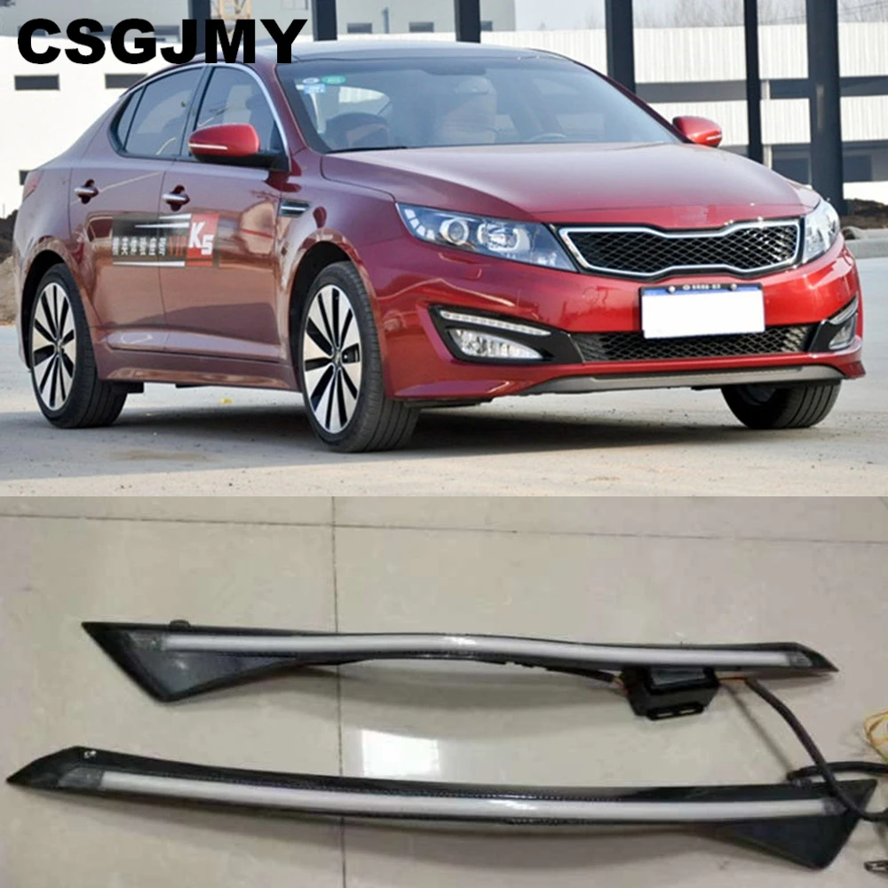

CSGJMY Car Headlight LED Eyebrow Daytime Running Light DRL With Yellow Turn Signal Light For KIA Optima K5 2011 2012 2013 2014