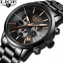 LIGE sport Watch Analog Quartz Watches Men Top Brand Luxury Mens Watches Stainless Steel Waterproof Wristwatch Relogio Masculino onlyou lovers watches top luxury men quartz analog clock stainless steel strap watches 50m waterproof wristwatch wholesale
