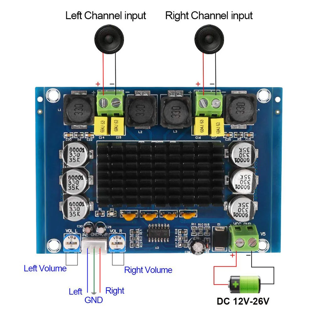 TPA3116D2 цифровой усилитель мощности двухканальный DC12-26V аудио усилитель TPA3116 D2 2*120 Вт усилители пластины C3-002