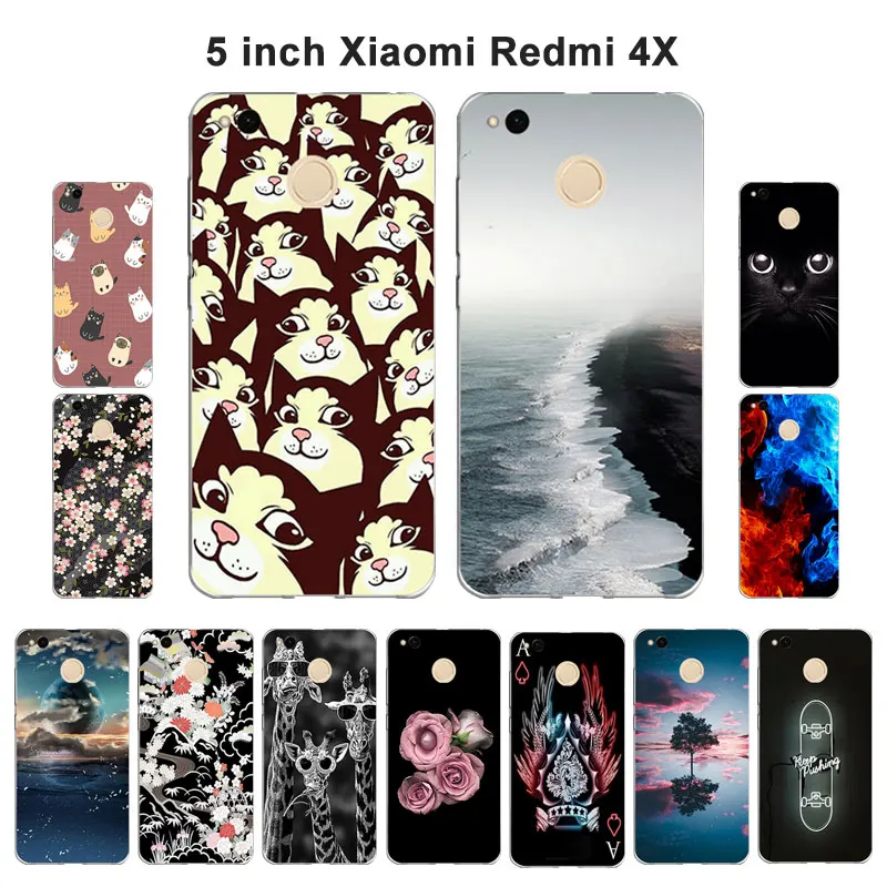 Чехол для Xiaomi Redmi 4X мягкий силиконовый чехол из ТПУ 5 0 дюйма блестящий с рисунком