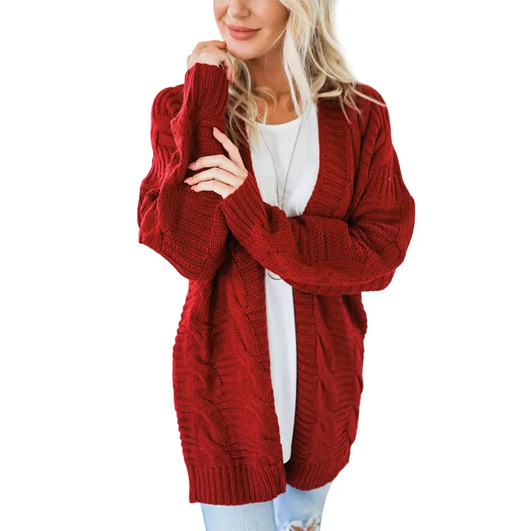 Mocc Corn Plus Size Loose Cardigan Warm Thick Sweaters Women Cable Cardigan Coat Winter Female Knitwear Long Sleeve Woman Jumper Sweaters