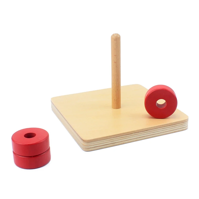 Toddlers Montessori Teaching Toy Wood Red Circle Cylinder Socket Kids Toy Baby Educational Preschool Training Brinquedos Juguets