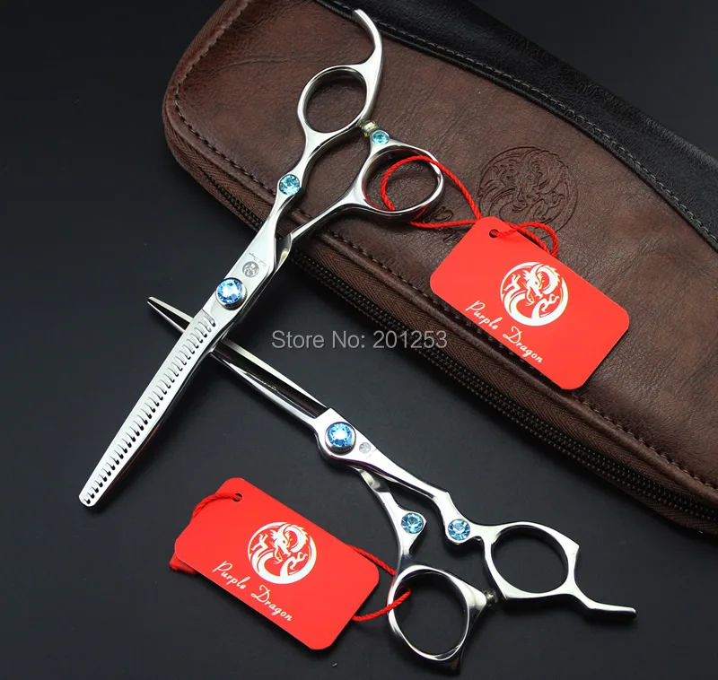 

High Quality JP440C 6.0Inch Cutting Scissors and Thinning Scissors Set Hair Shears with Blue Diamond for Barbers,1Set LZS0660