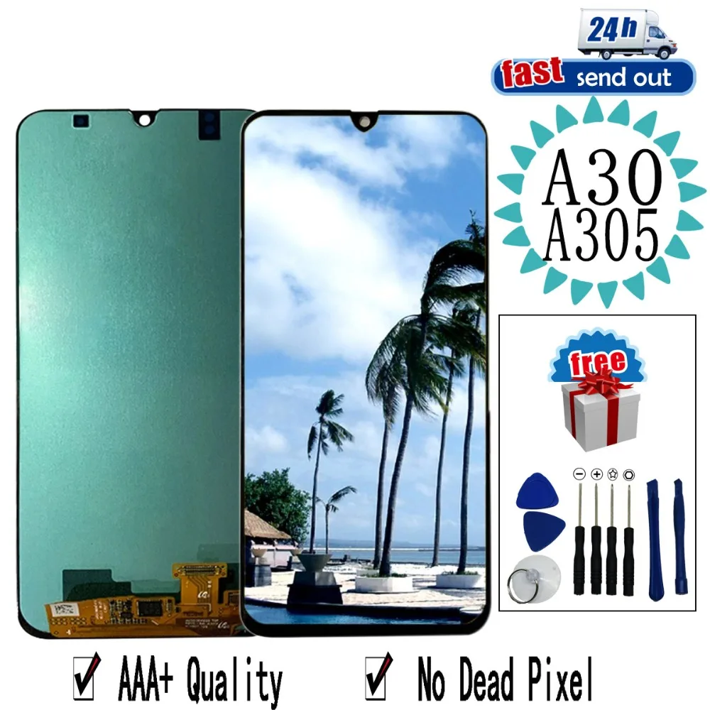ЖК-дисплей AMOLED A305 6 4 дюйма для Samsung Galaxy A30 A305/DS A305F A305FD A305A сенсорный экран