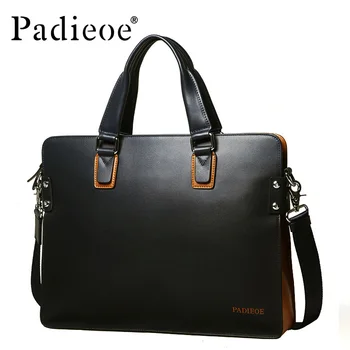

Padieoe New Fashion Genuine Leather Bag Business Men Messenger Bags Luxury Brand Men Briefcases New Designer Male Laptop Handbag