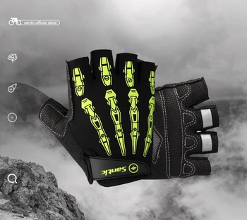 

Santic Men Cycling Short Gloves Half Finger Cool Feeling Anti-pilling Anti-static Sun-protective Cycling Protector S35190701H