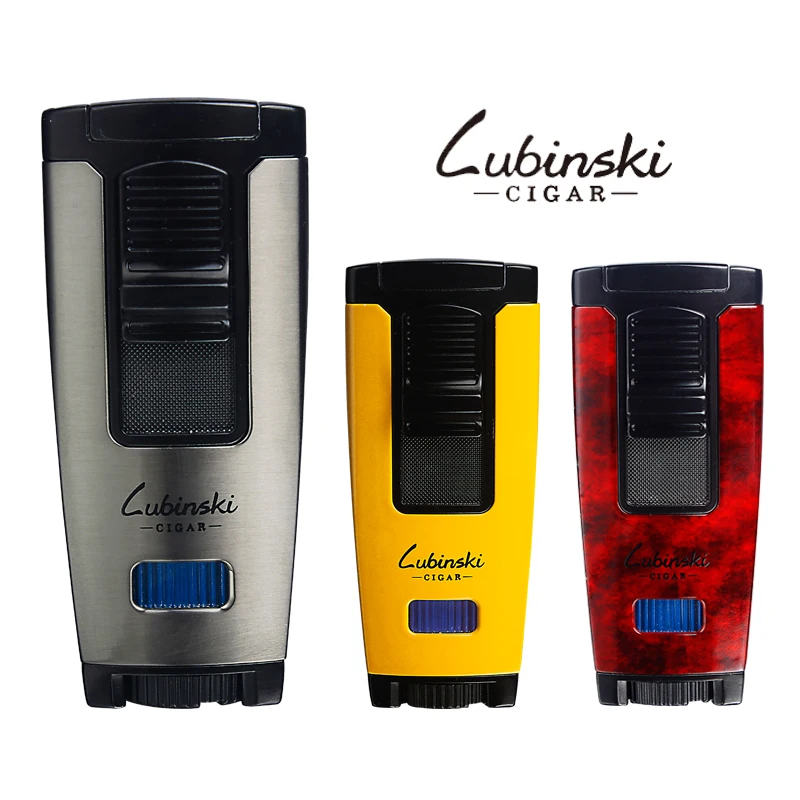 

LUBINSKI Metal 1 Torch Jet Blue Flame Cigar Lighter Windproof Cigarette Portable Lighter For COHIBA Smoking Tool